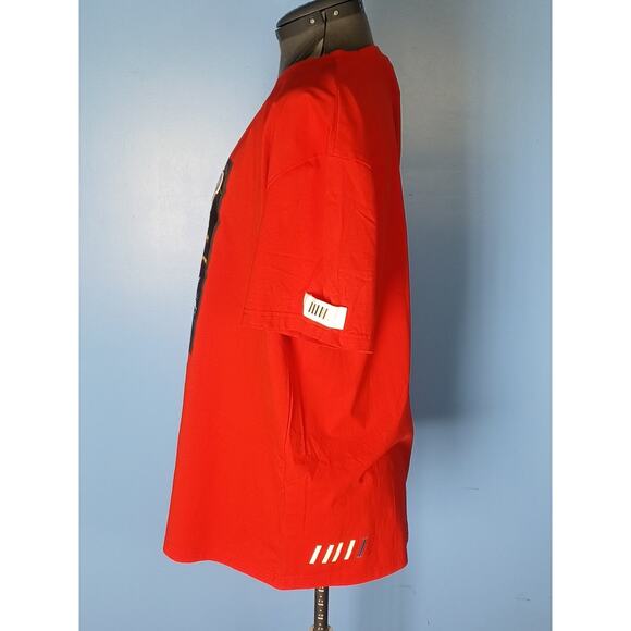 Trap Red T-shirt 3D Fifth Loop Embroidered Mens Size 3XL Goddess Snake Golden - Picture 3 of 13